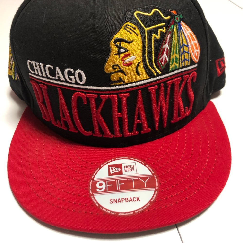 New Era Black and Red Chicago Blackhawks Cap